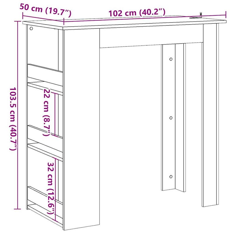 Casa si Gradina - Mobilier - Mese si birouri - Mese bucatarie si dining - Masa de bar cu raft de depozitare, Lemn vechi, 102x50x103,5 cm - Infinity.ro