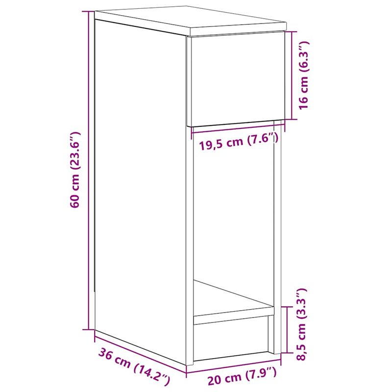 Casa si Gradina - Mobilier - Comode si corpuri - Noptiere - Noptiera cu sertar stejar negru 20x36x60 cm - Infinity.ro