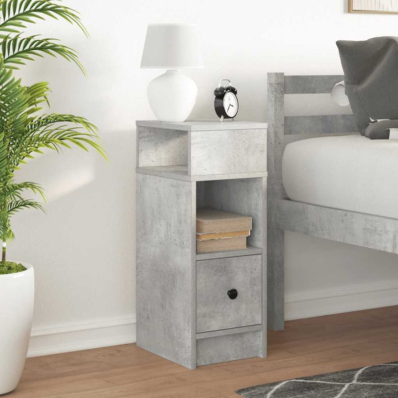 Casa si Gradina - Mobilier - Comode si corpuri - Noptiere - Noptiera cu sertar gri beton 25x31x66 cm - Infinity.ro