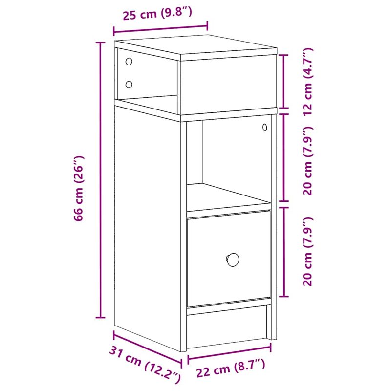 Casa si Gradina - Mobilier - Comode si corpuri - Noptiere - Noptiera cu sertar gri beton 25x31x66 cm - Infinity.ro