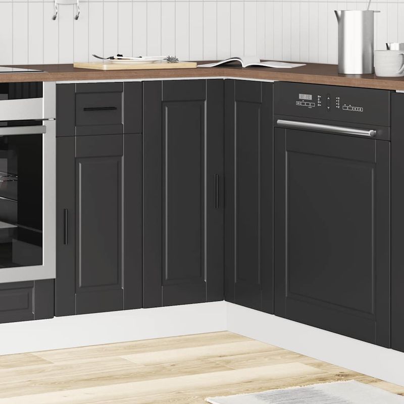 Casa si Gradina - Mobilier - Comode si corpuri - Corpuri bucatarie - Dulap de baza pe colt de bucatarie „Porto” Negru lemn prelucrat - Infinity.ro