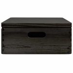 Casa si Gradina - Mobilier - Organizare si depozitare - Cutii depozitare - Cutie din lemn cu capac și manere negru lemn masiv de pin, mărime 40x30x13 cm - Infinity.ro
