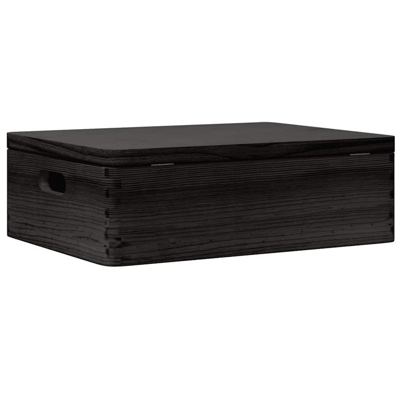 Casa si Gradina - Mobilier - Organizare si depozitare - Cutii depozitare - Cutie din lemn cu capac și manere negru lemn masiv de pin, mărime 40x30x13 cm - Infinity.ro