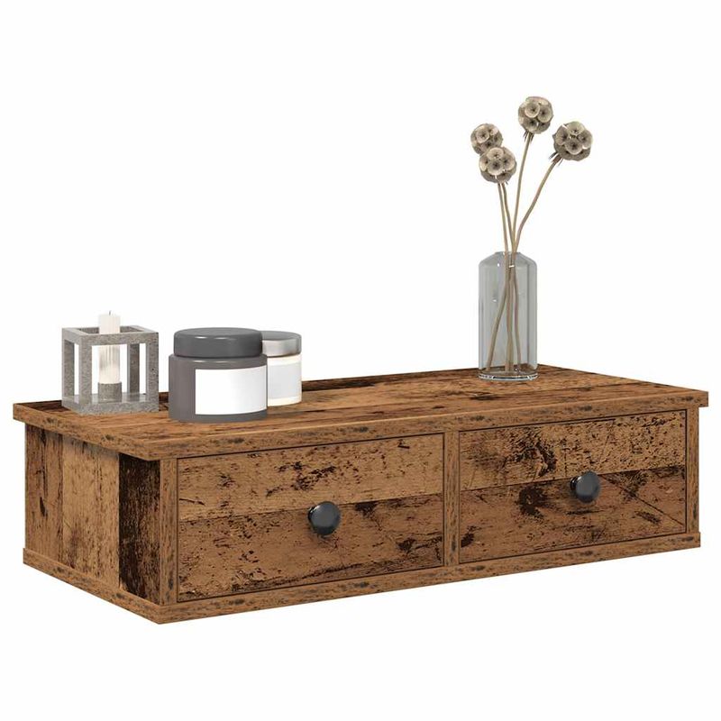 Casa si Gradina - Mobilier - Biblioteci si rafturi - Rafturi - Raft de perete cu sertare Lemn vechi 60x25x15 cm Lemn prelucrat - Infinity.ro