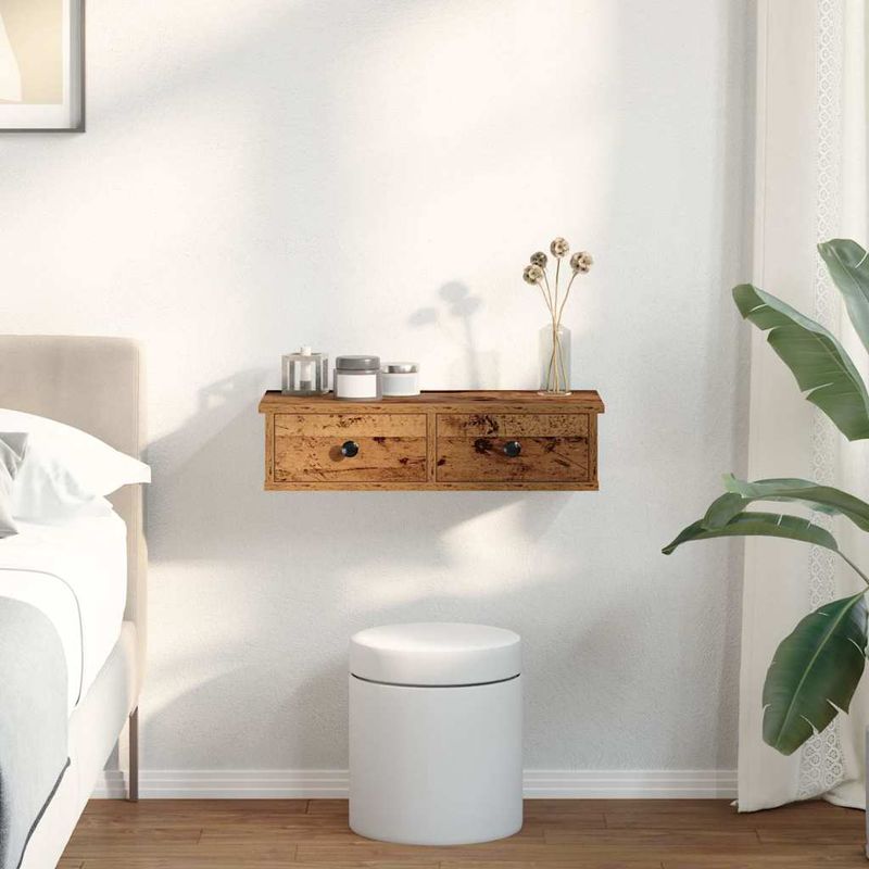 Casa si Gradina - Mobilier - Biblioteci si rafturi - Rafturi - Raft de perete cu sertare Lemn vechi 60x25x15 cm Lemn prelucrat - Infinity.ro