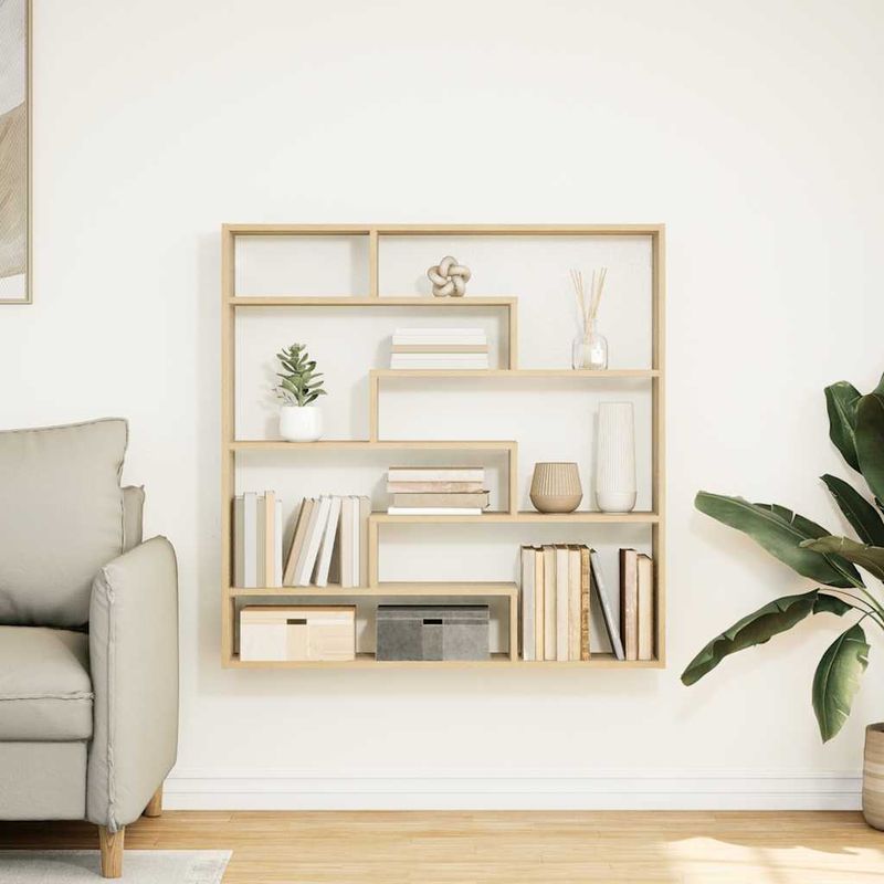 Casa si Gradina - Mobilier - Biblioteci si rafturi - Rafturi - Raft cubic perete 7 compartimente stejar sonoma lemn prelucrat - Infinity.ro