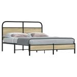 Casa si Gradina - Mobilier - Paturi si accesorii - Paturi - Cadru de pat fara saltea 160x200 cm Lemn derivat stejar Sonoma, model cu tăblie de cap și tăblie de picioare joasă - Infinity.ro