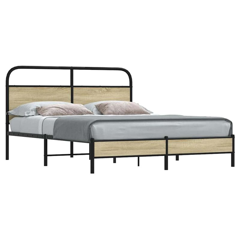 Casa si Gradina - Mobilier - Paturi si accesorii - Paturi - Cadru de pat fara saltea 160x200 cm Lemn derivat stejar Sonoma, model cu tăblie de cap și tăblie de picioare joasă - Infinity.ro