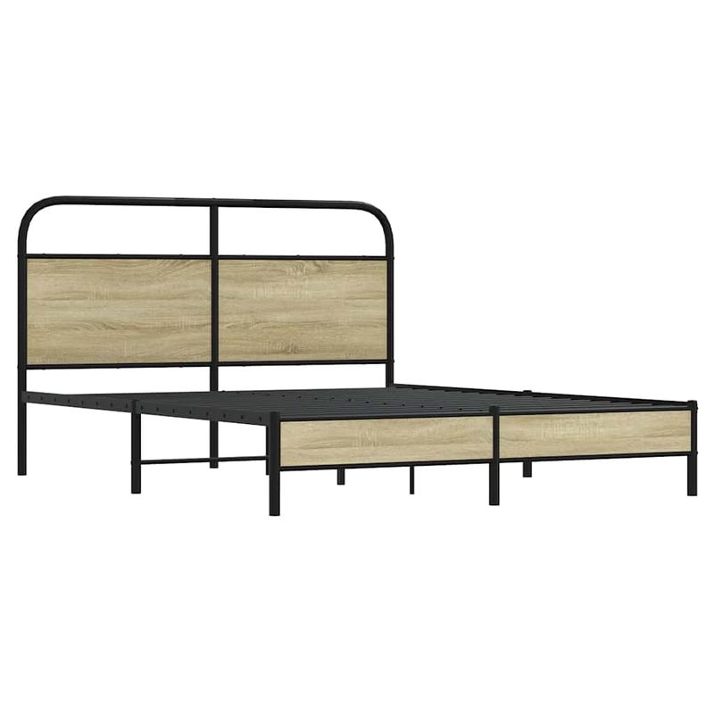 Casa si Gradina - Mobilier - Paturi si accesorii - Paturi - Cadru de pat fara saltea 160x200 cm Lemn derivat stejar Sonoma, model cu tăblie de cap și tăblie de picioare joasă - Infinity.ro