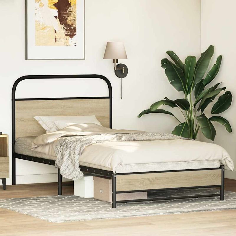 Casa si Gradina - Mobilier - Paturi si accesorii - Paturi - Cadru de pat fara saltea 107x203 cm Lemn derivat stejar Sonoma - Infinity.ro