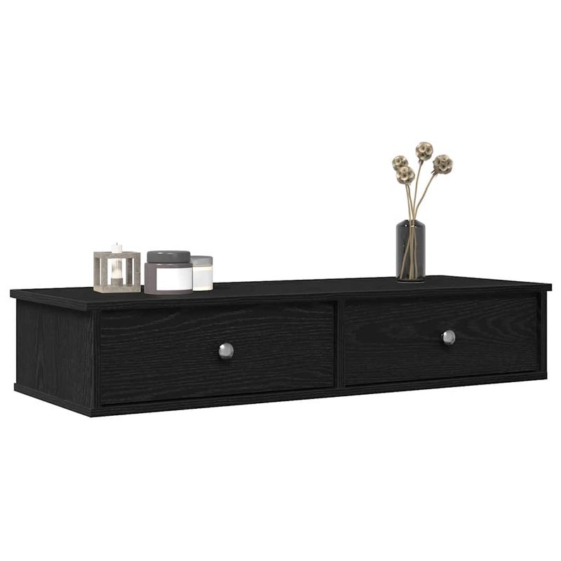 Casa si Gradina - Mobilier - Biblioteci si rafturi - Rafturi - Raft de perete cu sertare negru 100x37,5x19 cm lemn prelucrat - Infinity.ro