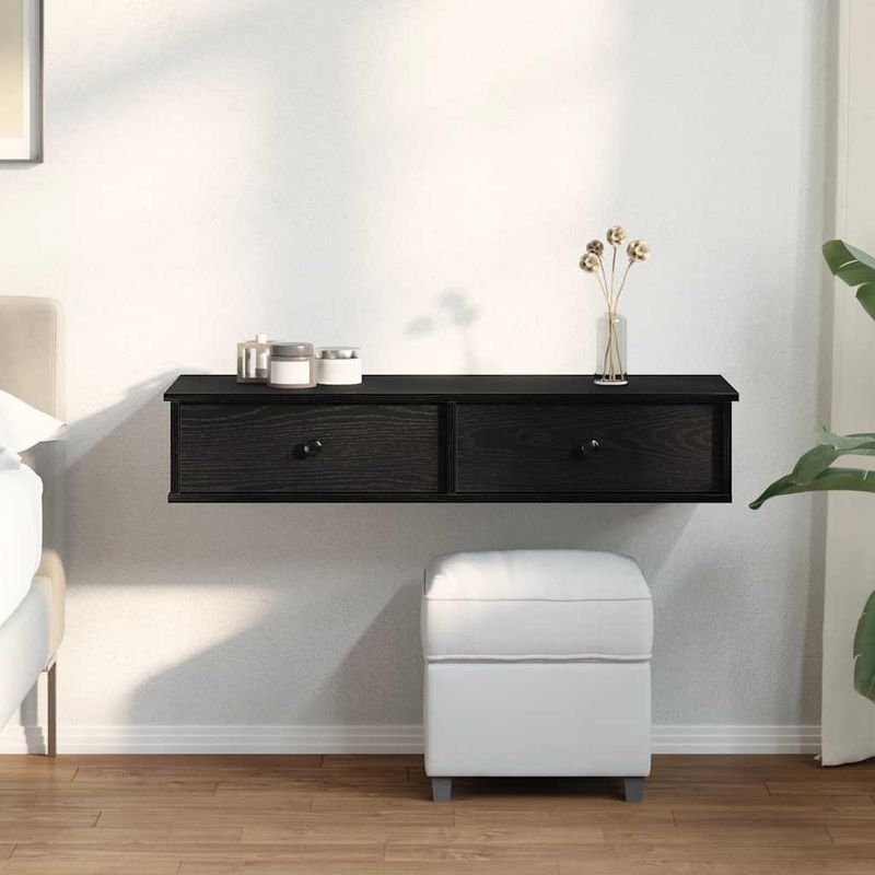 Casa si Gradina - Mobilier - Biblioteci si rafturi - Rafturi - Raft de perete cu sertare negru 100x37,5x19 cm lemn prelucrat - Infinity.ro