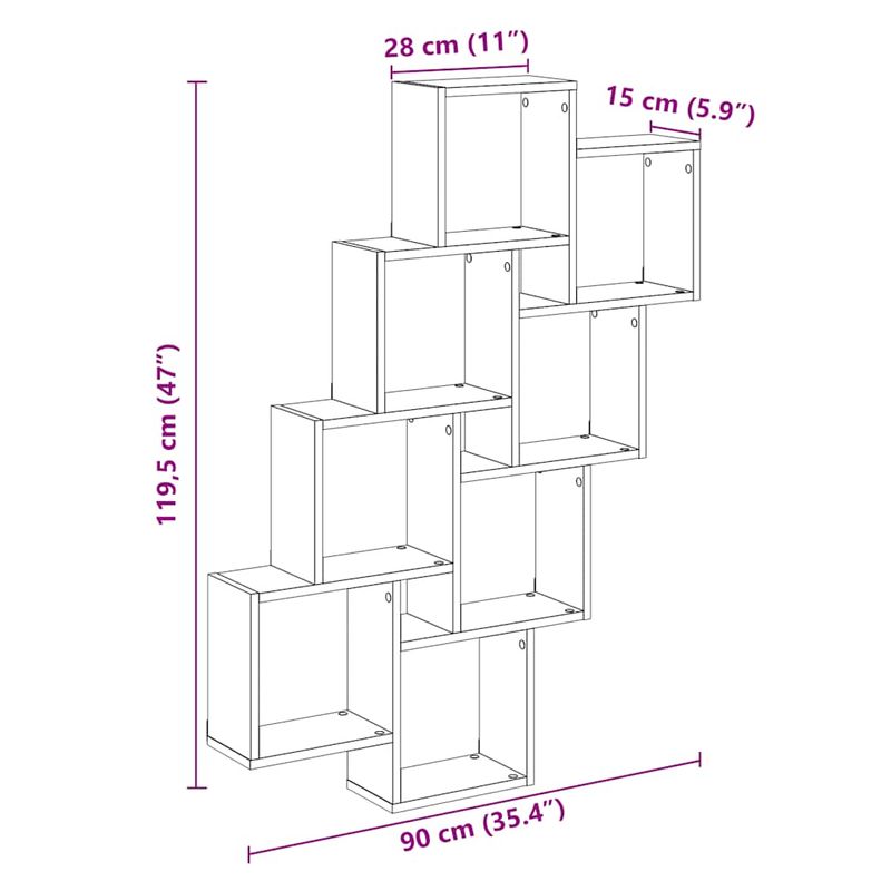 Casa si Gradina - Mobilier - Biblioteci si rafturi - Rafturi - Raft de perete cub, lemn vechi, 90x15x119,5 cm, lemn prelucrat - Infinity.ro