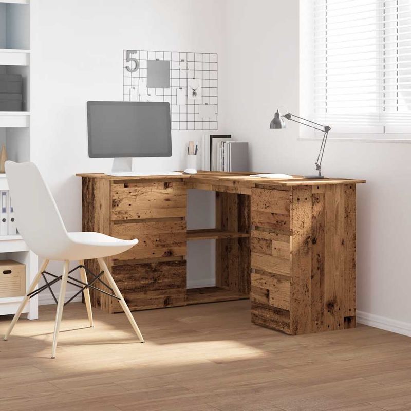 Casa si Gradina - Mobilier - Mese si birouri - Birouri - Birou de colt, lemn vechi, 145 x 100 x 76 cm, PAL - Infinity.ro