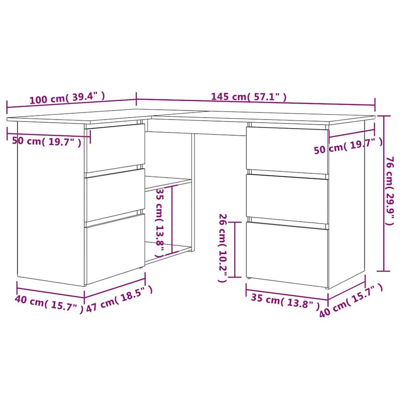 Casa si Gradina - Mobilier - Mese si birouri - Birouri - Birou de colt, lemn vechi, 145 x 100 x 76 cm, PAL - Infinity.ro