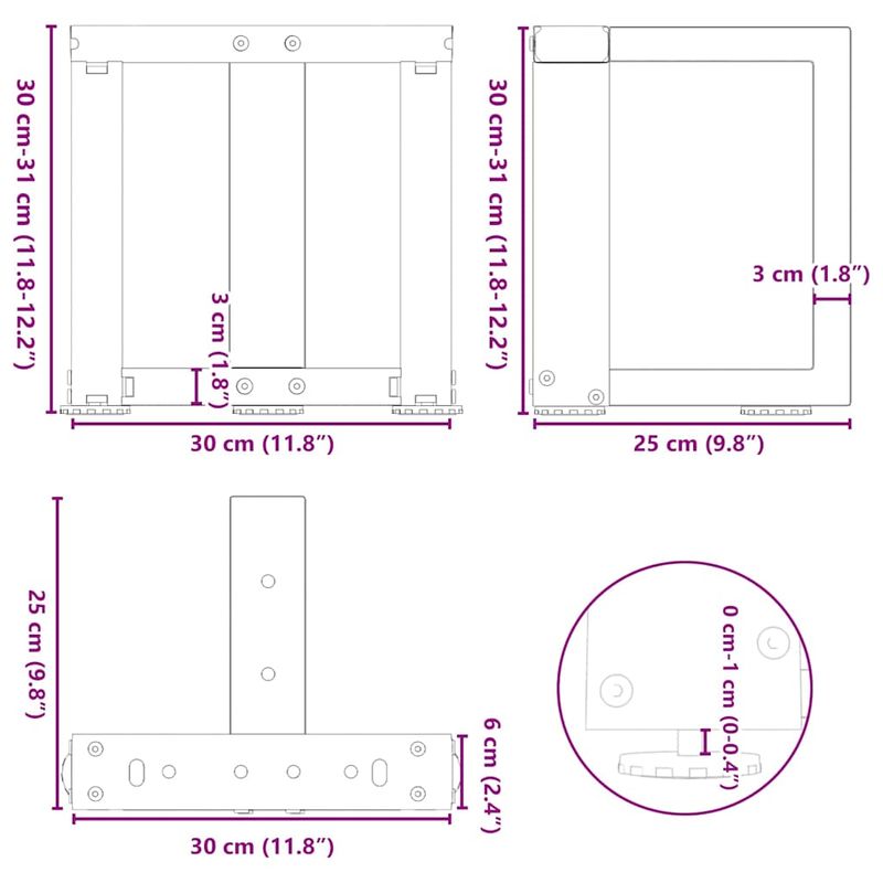 Casa si Gradina - Mobilier - Feronerie si accesorii mobila - Picioare pentru masuta cafea in forma de T, 2 buc Antracit Otel, mărime 30x25x(30-31) cm - Infinity.ro