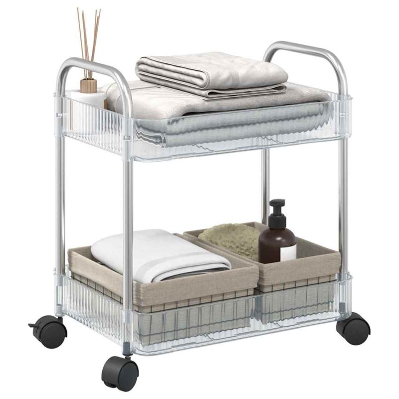 Casa si Gradina - Mobilier - Organizare si depozitare - Cutii depozitare - Carucior de depozitare cu 2 niveluri transparent acrilic, model fără cutii - Infinity.ro