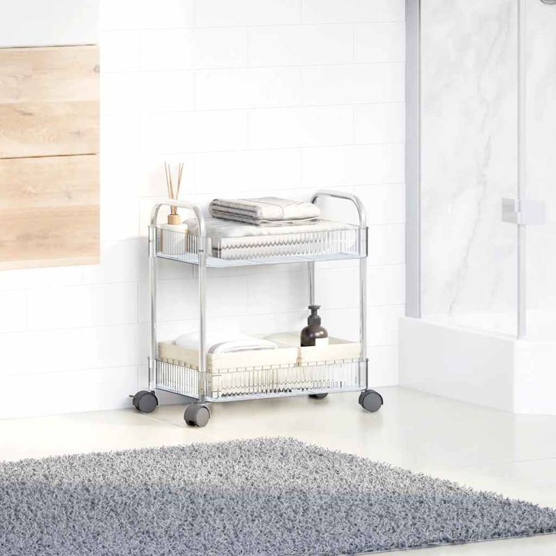 Casa si Gradina - Mobilier - Organizare si depozitare - Cutii depozitare - Carucior de depozitare cu 2 niveluri transparent acrilic, model fără cutii - Infinity.ro