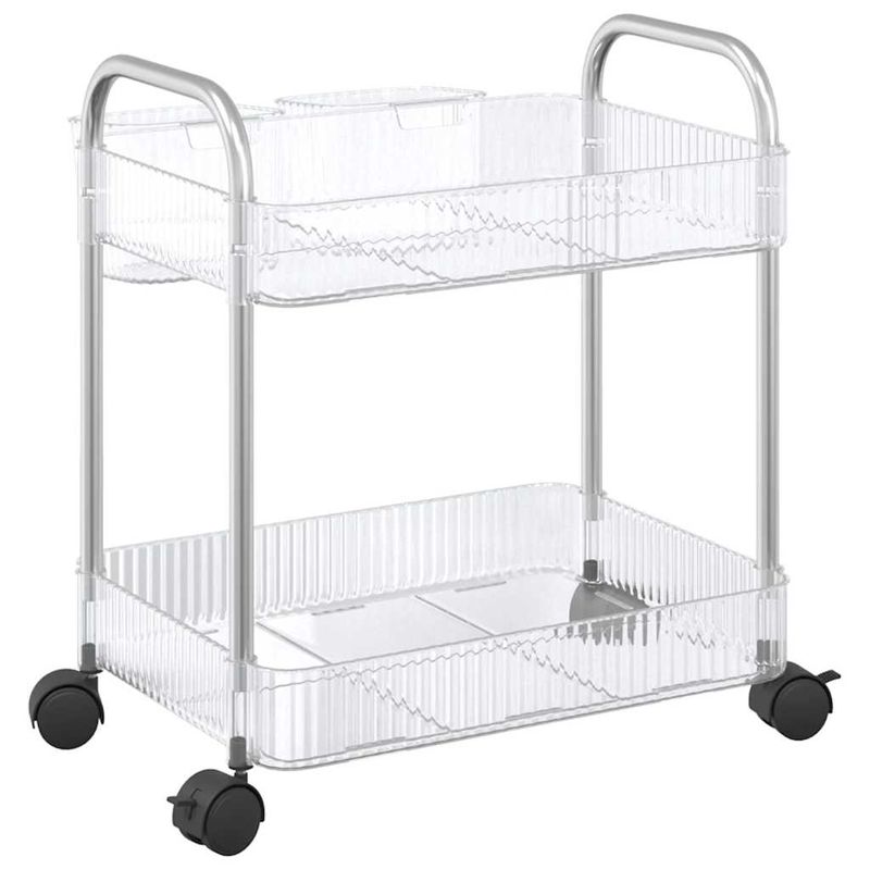 Casa si Gradina - Mobilier - Organizare si depozitare - Cutii depozitare - Carucior de depozitare cu 2 niveluri transparent acrilic, model fără cutii - Infinity.ro
