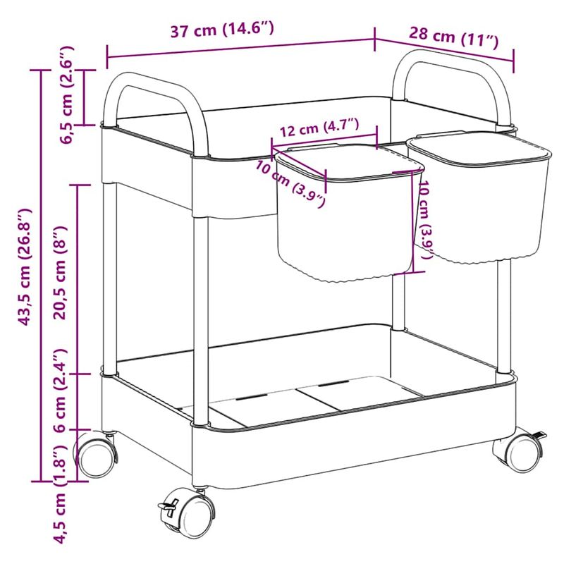 Casa si Gradina - Mobilier - Organizare si depozitare - Cutii depozitare - Carucior de depozitare cu 2 niveluri transparent acrilic, model fără cutii - Infinity.ro