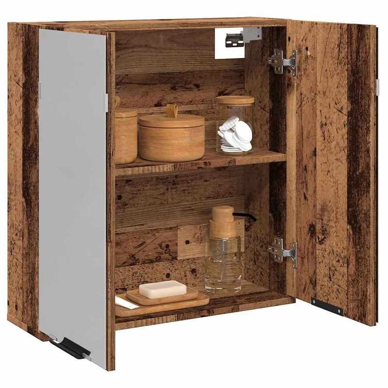 Casa si Gradina - Mobilier - Mobilier baie - Corpuri baie - Dulap cu oglinda de baie lemn vechi 64x20x66,5 cm lemn de lemn - Infinity.ro