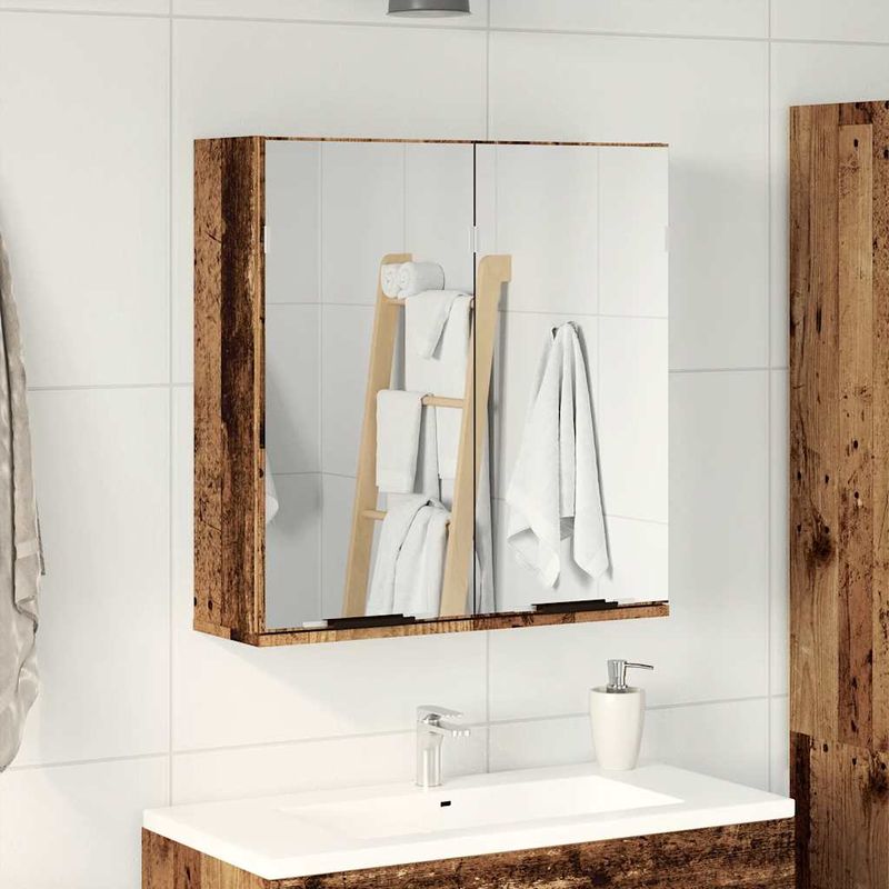Casa si Gradina - Mobilier - Mobilier baie - Corpuri baie - Dulap cu oglinda de baie lemn vechi 64x20x66,5 cm lemn de lemn - Infinity.ro
