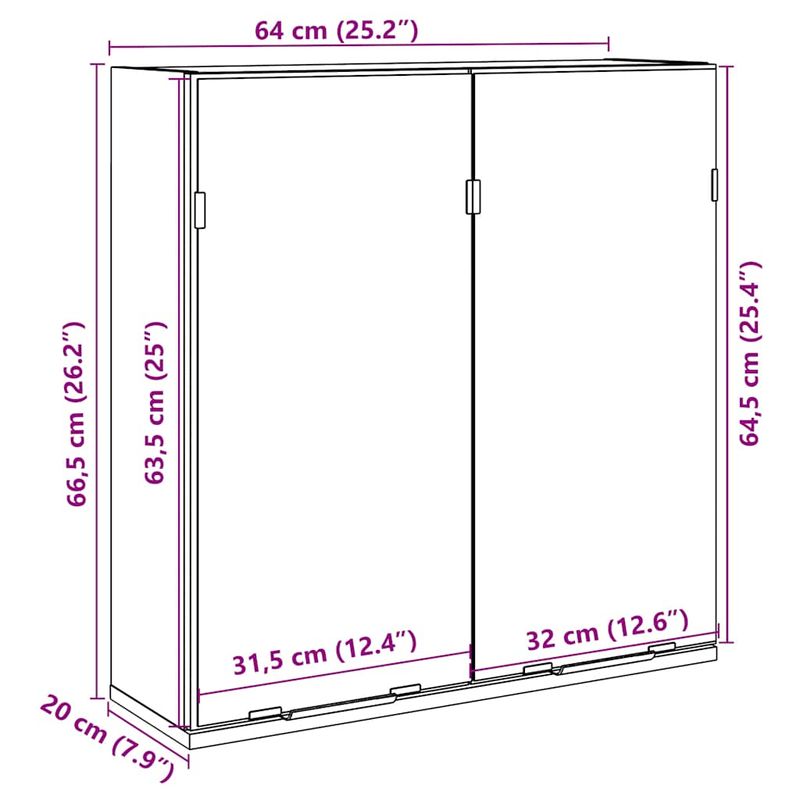 Casa si Gradina - Mobilier - Mobilier baie - Corpuri baie - Dulap cu oglinda de baie lemn vechi 64x20x66,5 cm lemn de lemn - Infinity.ro