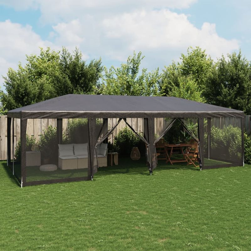 Casa si Gradina - Gradina si terasa - Umbrele si pavilioane - Pavilioane - Cort de petrecere cu 12 pereti din plasa, antracit, 8x4 m, HDPE - Infinity.ro
