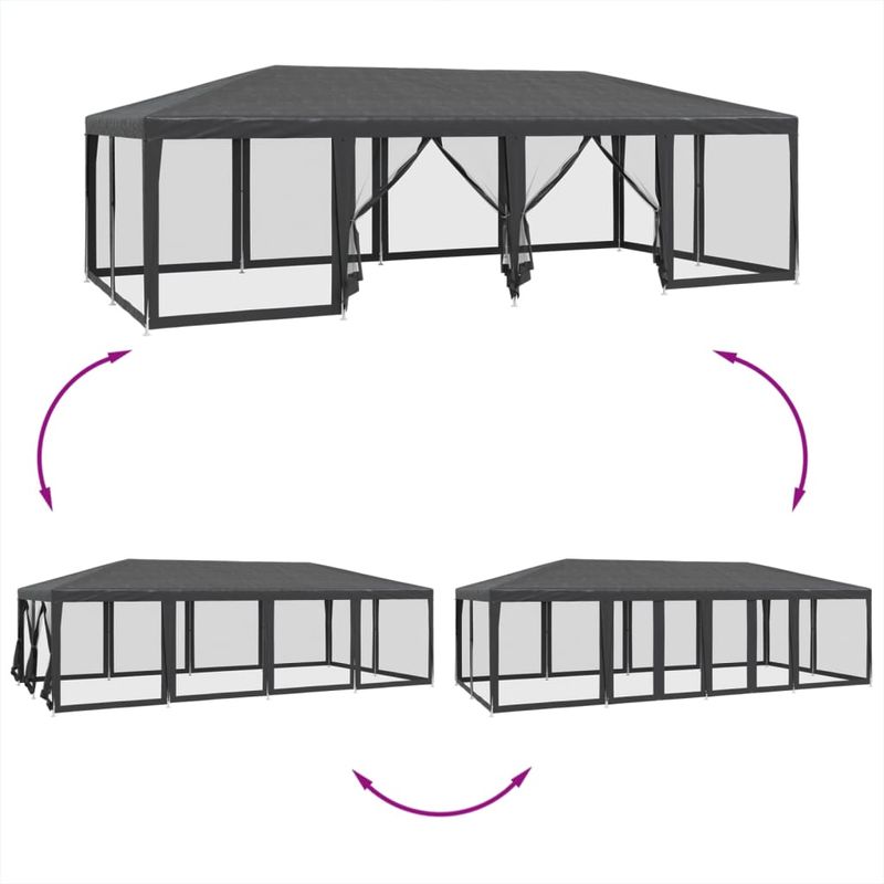 Casa si Gradina - Gradina si terasa - Umbrele si pavilioane - Pavilioane - Cort de petrecere cu 12 pereti din plasa, antracit, 8x4 m, HDPE - Infinity.ro