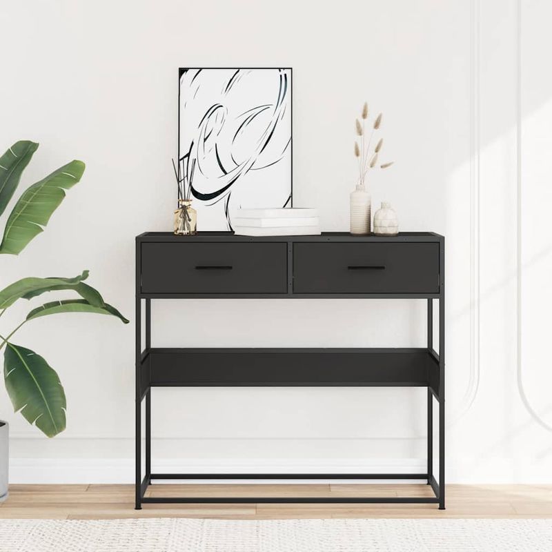 Casa si Gradina - Mobilier - Comode si corpuri - Console - Masuta consola, negru, 90x35x80 cm, lemn prelucrat - Infinity.ro