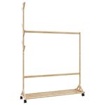 Casa si Gradina - Mobilier - Organizare si depozitare - Cuiere - Suport pentru haine cu carlige si roti 100x35x157 cm bambus - Infinity.ro