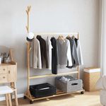 Casa si Gradina - Mobilier - Organizare si depozitare - Cuiere - Suport pentru haine cu carlige si roti 100x35x157 cm bambus - Infinity.ro