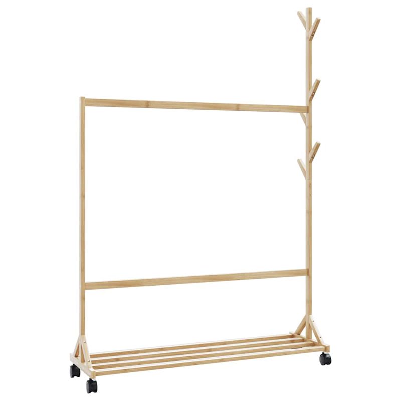 Casa si Gradina - Mobilier - Organizare si depozitare - Cuiere - Suport pentru haine cu carlige si roti 100x35x157 cm bambus - Infinity.ro