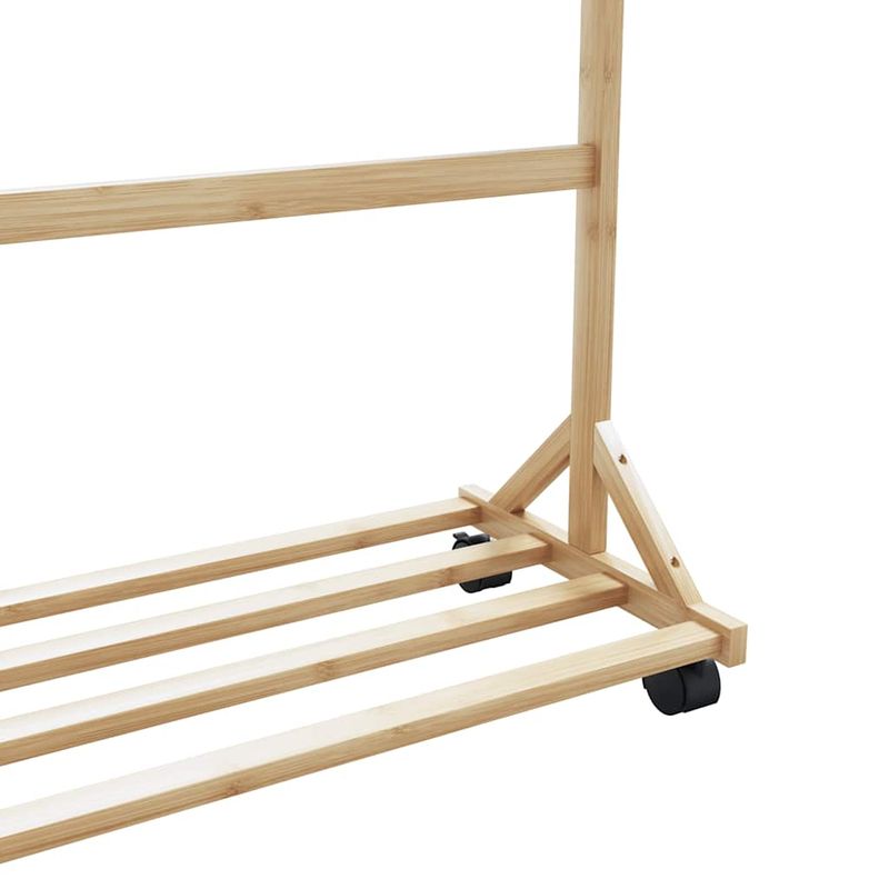Casa si Gradina - Mobilier - Organizare si depozitare - Cuiere - Suport pentru haine cu carlige si roti 100x35x157 cm bambus - Infinity.ro