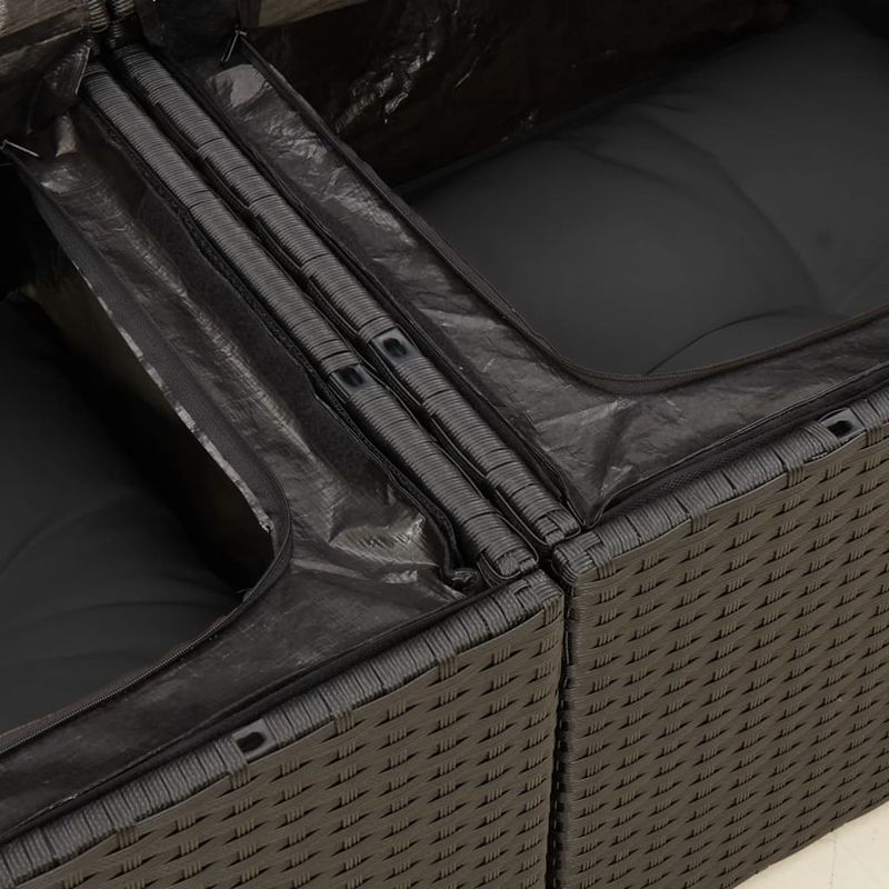 Casa si Gradina - Gradina si terasa - Mobilier exterior - Seturi mobila gradina - Set mobilier de gradina cu perne, 6 piese, negru, poliratan - Infinity.ro