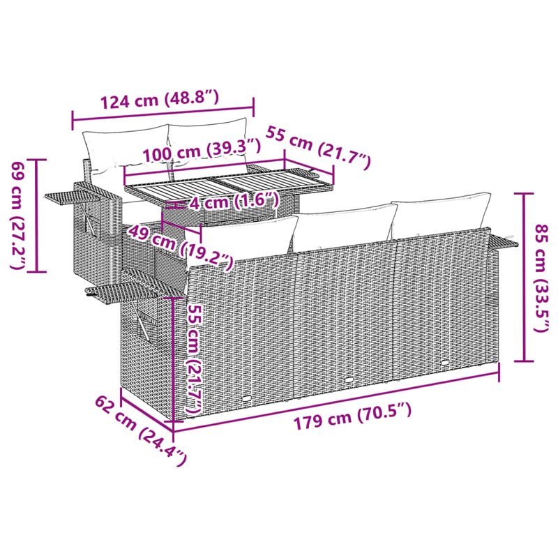 Casa si Gradina - Gradina si terasa - Mobilier exterior - Seturi mobila gradina - Set mobilier de gradina cu perne, 6 piese, negru, poliratan - Infinity.ro