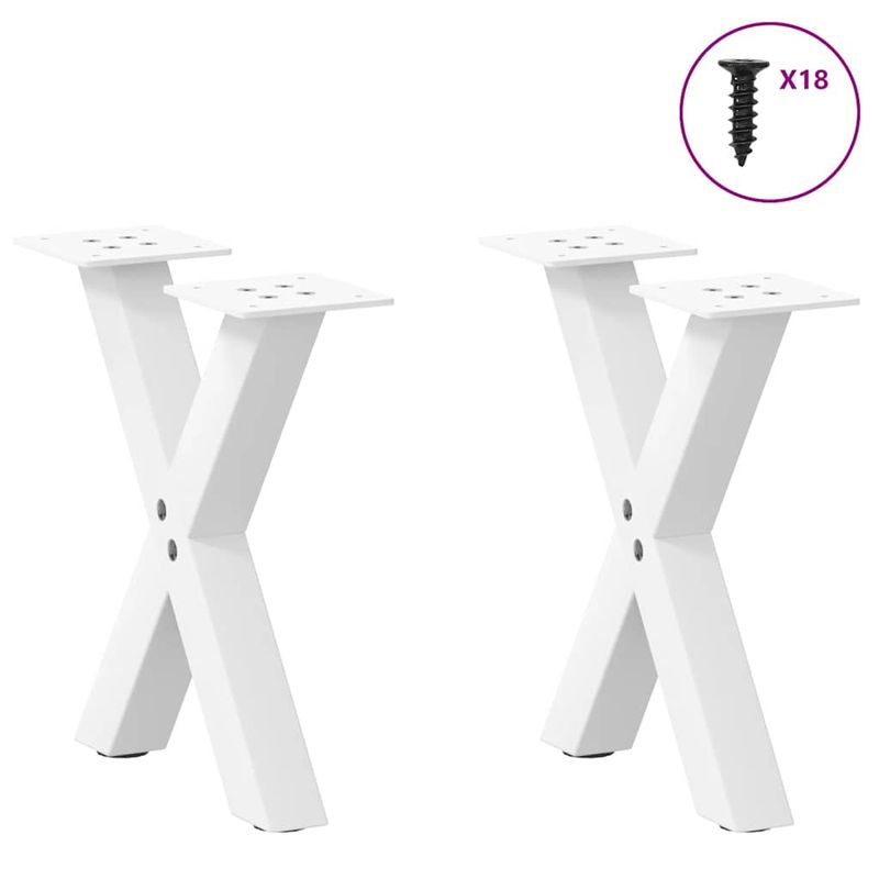 Casa si Gradina - Mobilier - Feronerie si accesorii mobila - Picioare masuta cafea in forma de X, 2 buc alb 40x(30-31)cm otel, mărime 37x(30-31) cm (40 mm) - Infinity.ro