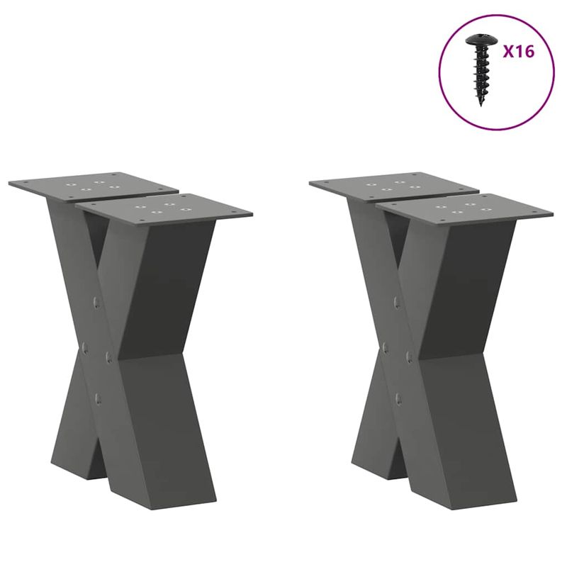 Casa si Gradina - Mobilier - Feronerie si accesorii mobila - Picioare masuta de cafea in forma de X, 2 buc Antracit Otel, mărime 40x(30-31) cm (80 mm) - Infinity.ro