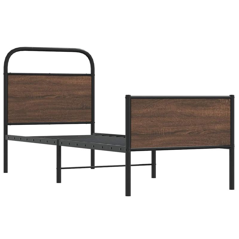 Casa si Gradina - Mobilier - Paturi si accesorii - Paturi - Cadru de pat fara saltea 80x200cm Stejar maro lemn prelucrat, model cu tăblie de cap și tăblie de picioare înaltă - Infinity.ro
