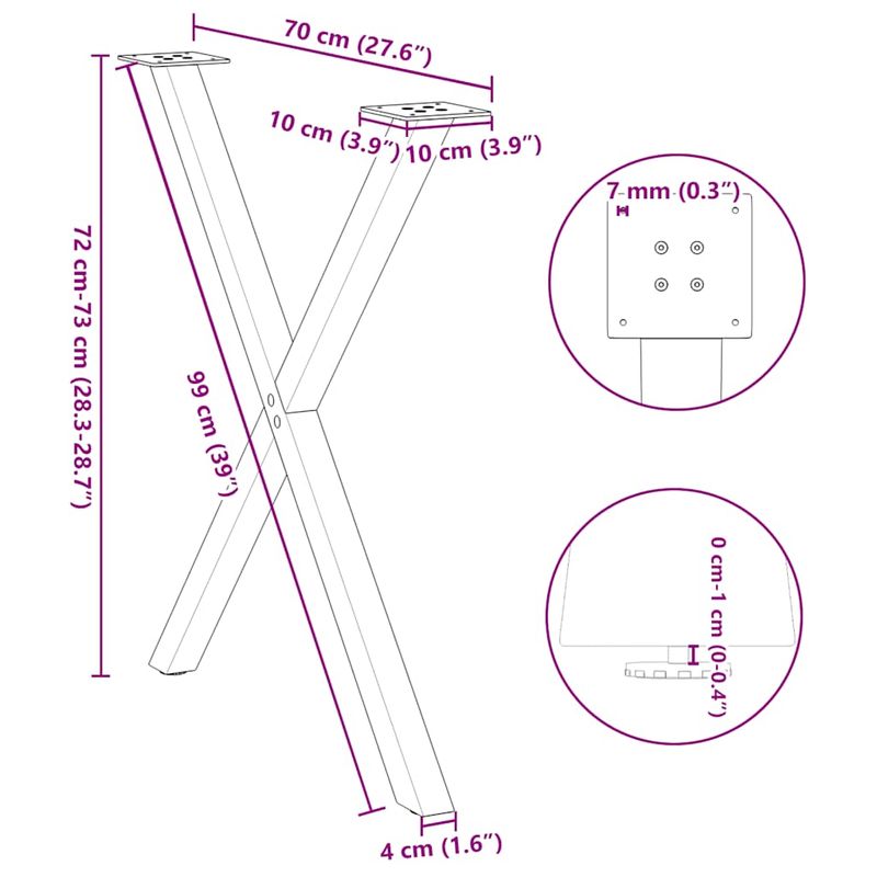 Casa si Gradina - Mobilier - Feronerie si accesorii mobila - Picioare pentru masa in forma de X, 2 buc Antracit Otel, mărime 80x(72-73) cm (40 mm) - Infinity.ro