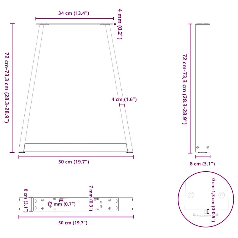 Casa si Gradina - Mobilier - Feronerie si accesorii mobila - Picioare masuta de cafea in forma de V 2 buc Negru Otel, mărime 50x(72-73) cm - Infinity.ro