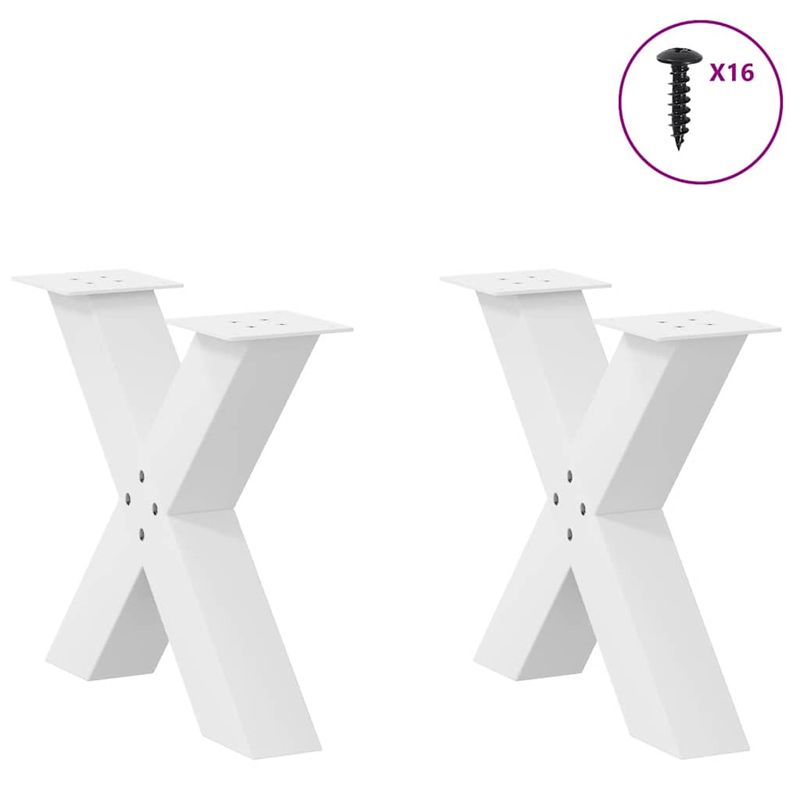 Casa si Gradina - Mobilier - Feronerie si accesorii mobila - Picioare masuta cafea in forma X, 2 buc alb 50x(42-43) cm otel, mărime 50x(42-43) cm (80 mm) - Infinity.ro