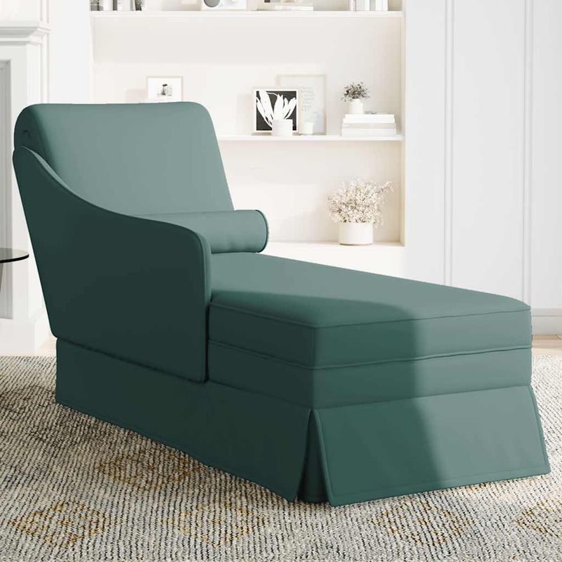 Casa si Gradina - Mobilier - Scaune si fotolii - Fotolii - Sezlong cu suport si cotiera dreapta catifea verde inchis - Infinity.ro
