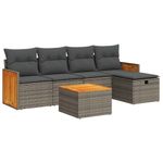 Casa si Gradina - Gradina si terasa - Mobilier exterior - Seturi mobila gradina - Set mobilier gradina cu perne, 6 piese, gri, poliratan - Infinity.ro