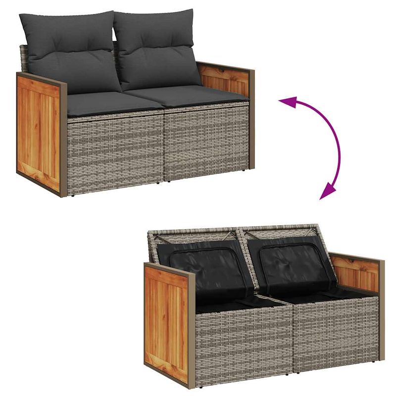 Casa si Gradina - Gradina si terasa - Mobilier exterior - Seturi mobila gradina - Set mobilier gradina cu perne, 6 piese, gri, poliratan - Infinity.ro