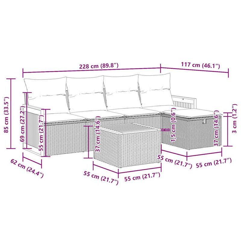 Casa si Gradina - Gradina si terasa - Mobilier exterior - Seturi mobila gradina - Set mobilier gradina cu perne, 6 piese, gri, poliratan - Infinity.ro