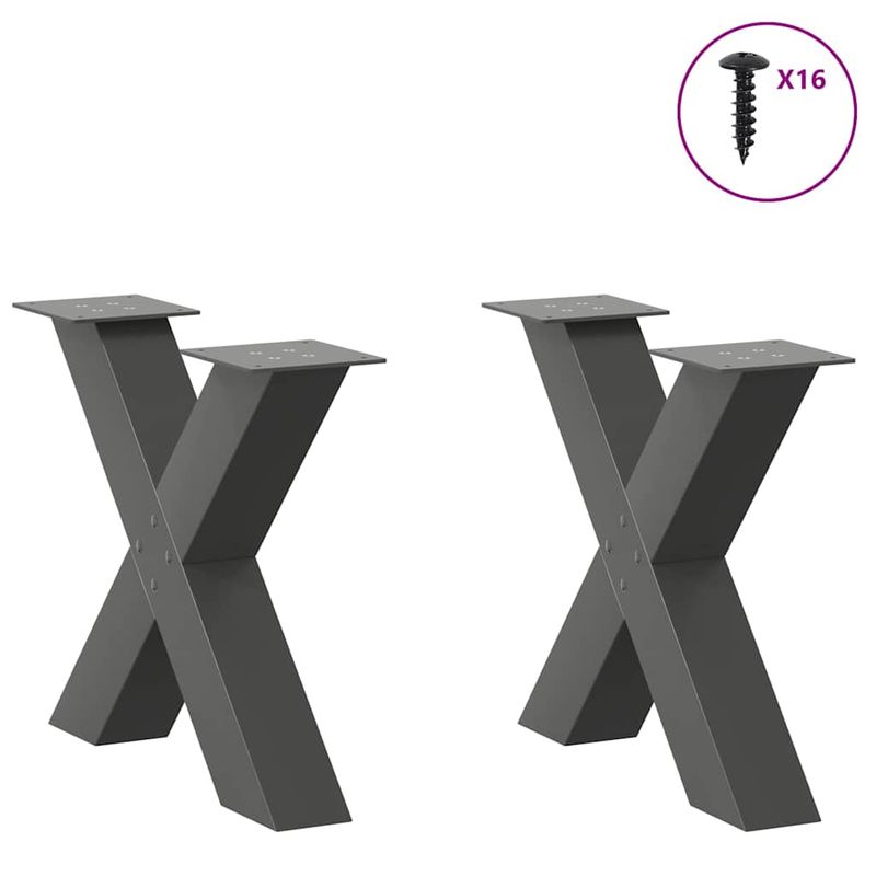 Casa si Gradina - Mobilier - Feronerie si accesorii mobila - Picioare pentru masuta cafea in forma de X, 2 buc Antracit Otel, mărime 60x(42-43) cm (80 mm) - Infinity.ro