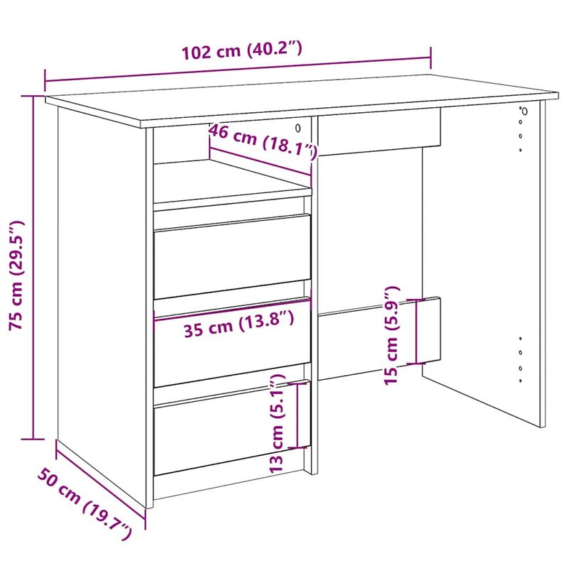 Casa si Gradina - Mobilier - Mese si birouri - Birouri - Birou, gri beton, 102x50x75 cm, lemn compozit - Infinity.ro