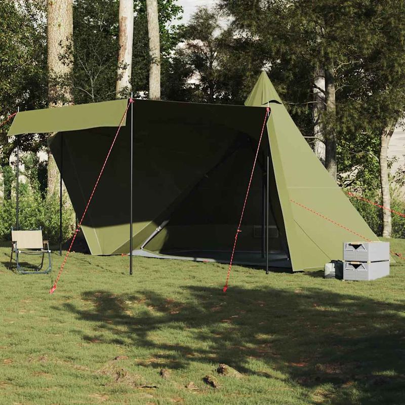 Sport si Outdoor - Camping - Corturi camping - Cort familie Tipi pentru 8 persoane verde masliniu impermeabil - Infinity.ro