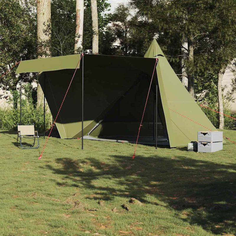 Sport si Outdoor - Camping - Corturi camping - Cort familie Tipi pentru 8 persoane verde masliniu impermeabil - Infinity.ro